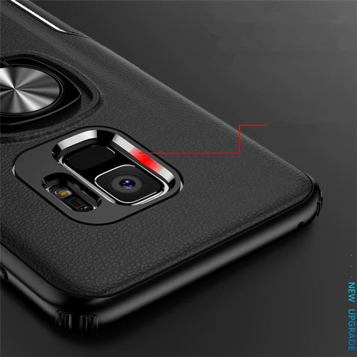 Для samsung Galaxy S8 S9 Plus Note 8 9 чехол из искусственной кожи с кольцом-держателем автомобильное магнитное крепление TPU Защитный чехол для J4 J6 J8 A8 плюс A7 A9