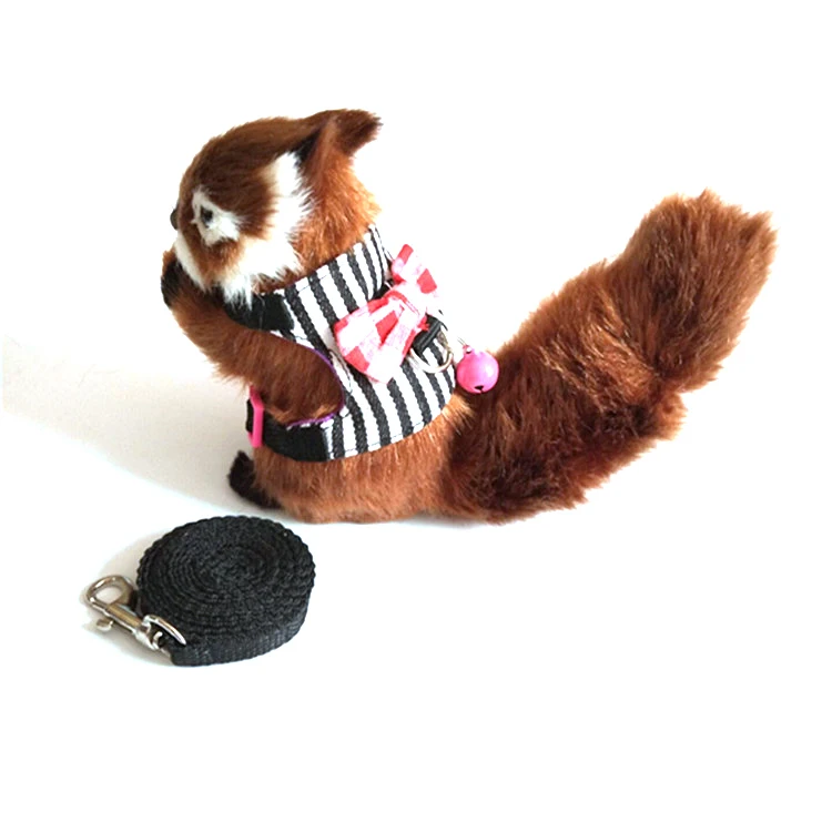

Stripe Bow Chinchilla Hamster Small Pet Squirrel Harness Cartoon Vest Clothes With Lead Leash Rope Collar For Hamster Mouse Rat