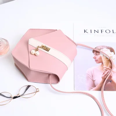 pink Женская сумка через плечо из искусственной кожи, модная сумка-мессенджер с шестигранной застежкой, женская маленькая сумка для мобильного телефона для девочки-подростка - Цвет: pink