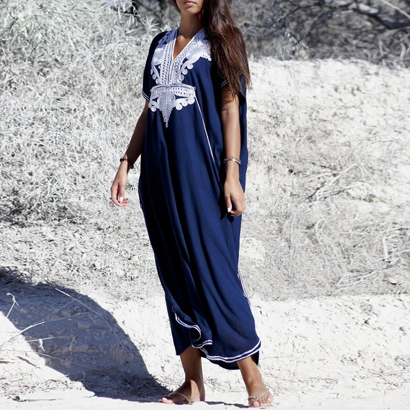 In-X сексуальное пляжное платье с коротким рукавом чехол вышивкой для женщин