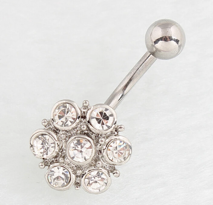 Высокое Качество Посеребренная Ясно Розовый Кристалл Цветочный Мотаться Живота