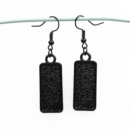 Black Fit 10x25 мм Прямоугольник кабошоны пустая установка рамка пустая основа для кабошона для серег лоток для DIY серьги подарок 10 шт./лот K05420 - Цвет: Black