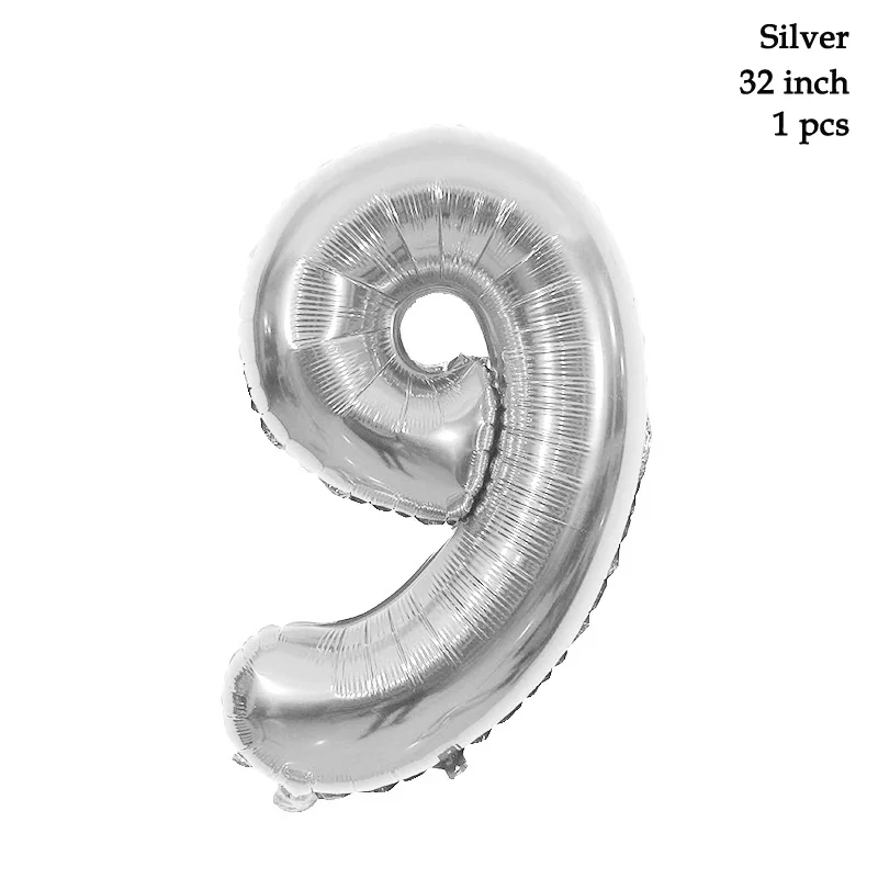 silver 9 Серебристые, черные вечерние шары на 30 дней рождения, золотые, черные, вечерние, декоративные шары на 30, 40, 50, 60, 70, вечерние шары с цифрами - Цвет: silver 9