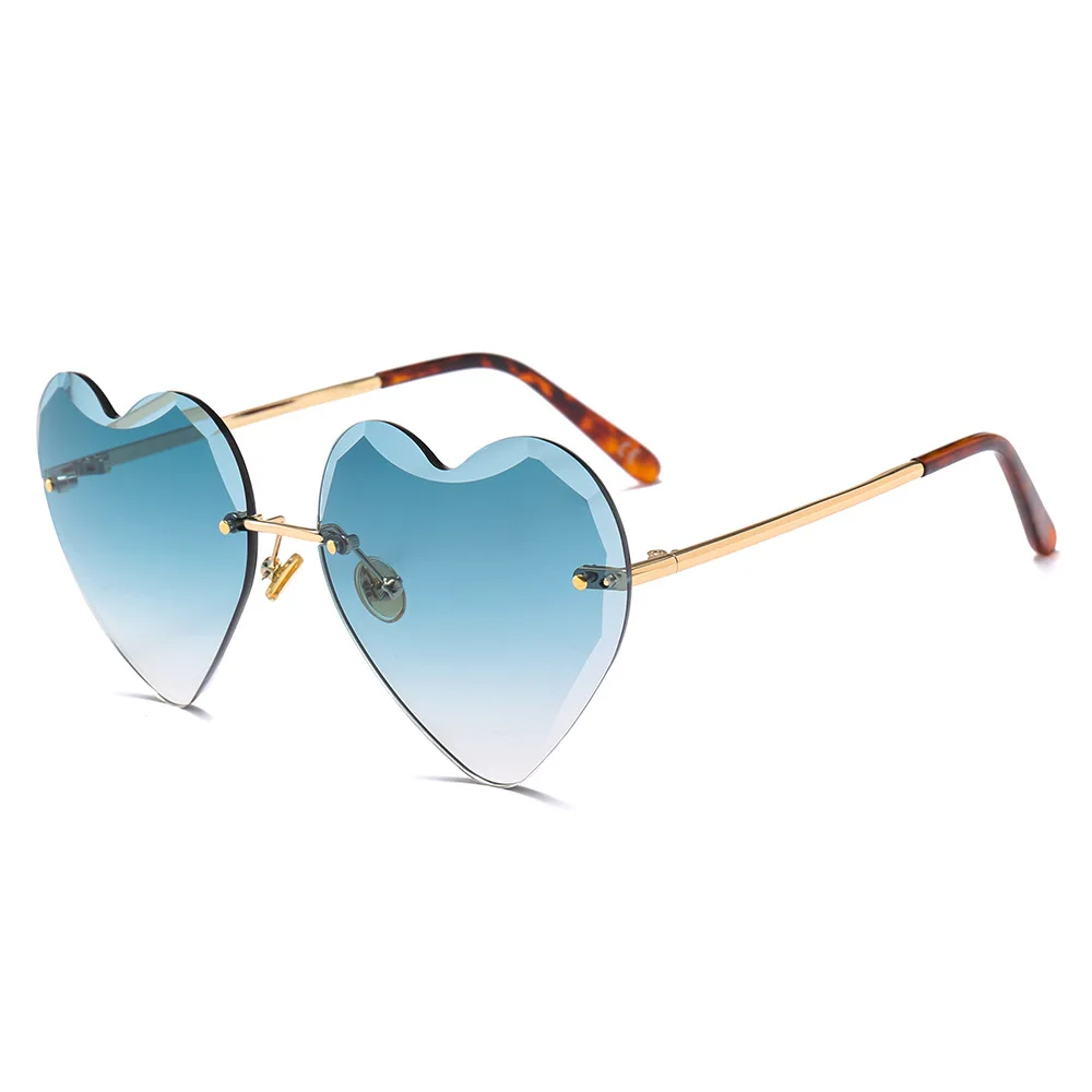 

Diamond-cut Love Heart Sunglasses Women Fashion Rimless Sun Glasses Cute Sexy Candy Colors Ladies Eyewear Gradient UV400 Lenses