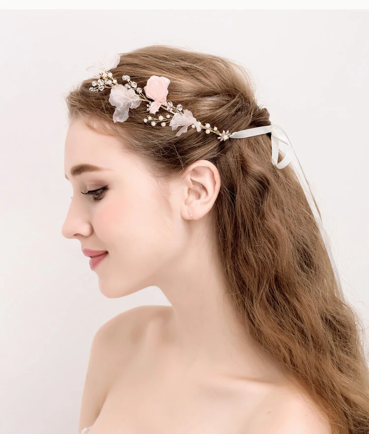 New Fashion Wedding Hair Jewelry Gold Tiara Crown Headbands Crystal Pearl Women Accessories Flower Headpiece Ornament Gift | Украшения и