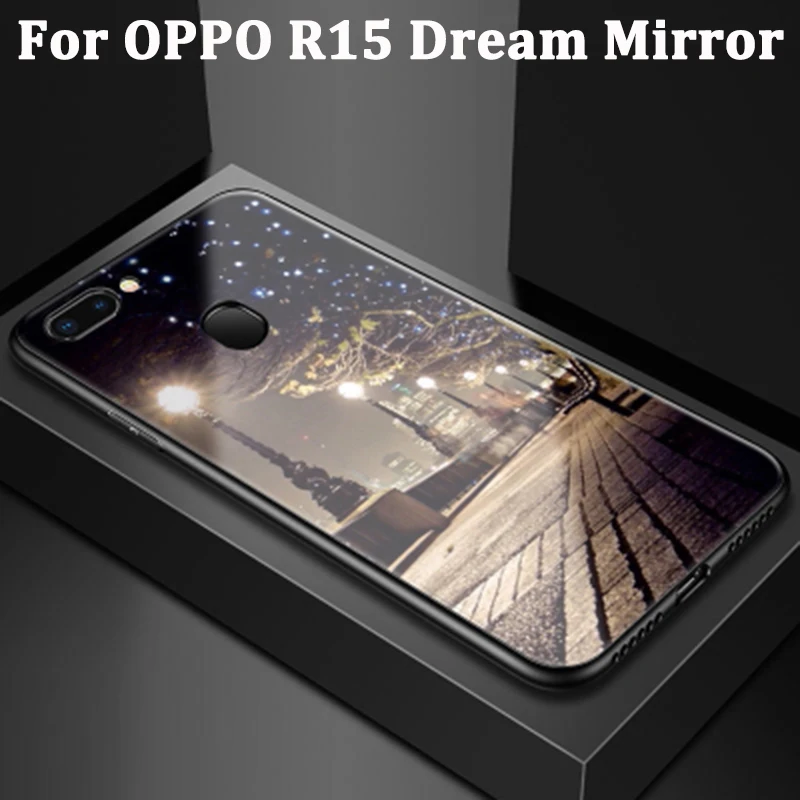 Милый мультфильм закаленное Стекло задняя крышка для OPPO R15 мечта зеркало