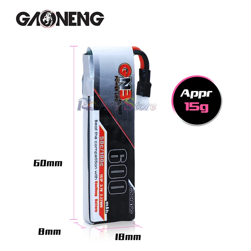 5 шт. аккумулятор Gaoneng GNB 1S 600 мА/ч 3 7 V 50C/100C 51005 штепсельной вилки разъём для Lipo