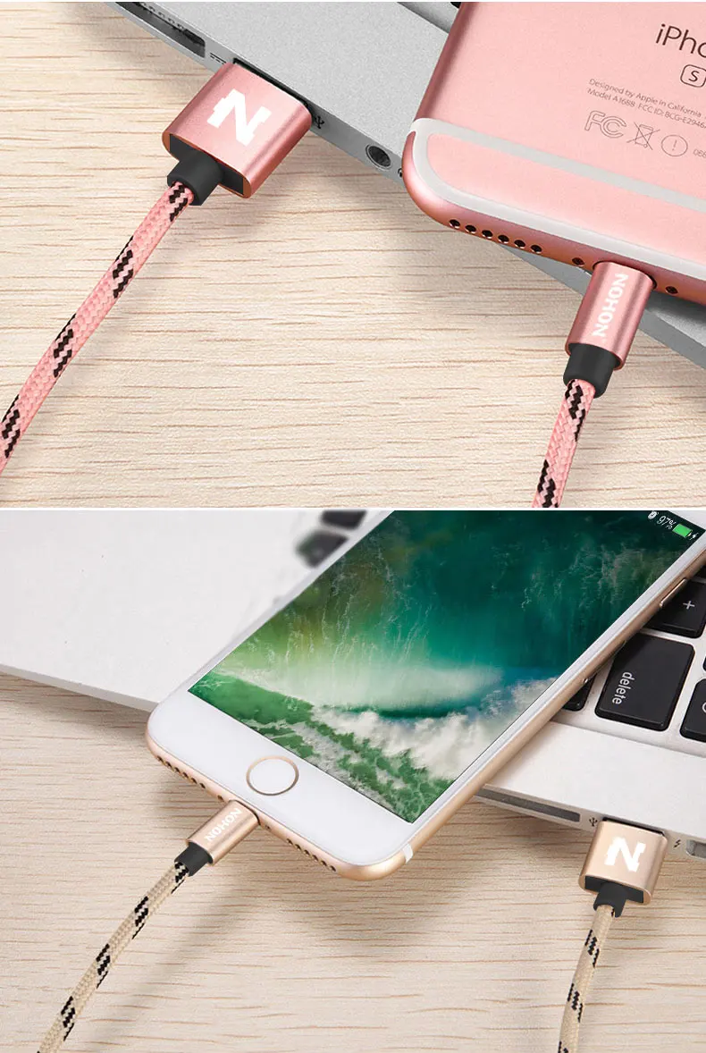 NOHON 8-контактный usb-кабель для быстрой зарядки для Apple iPhone 8, 7, 6 Plus, 5, 5S, 5C, iPad, iPod, iOS 9, 10, usb-кабель для зарядки и синхронизации данных
