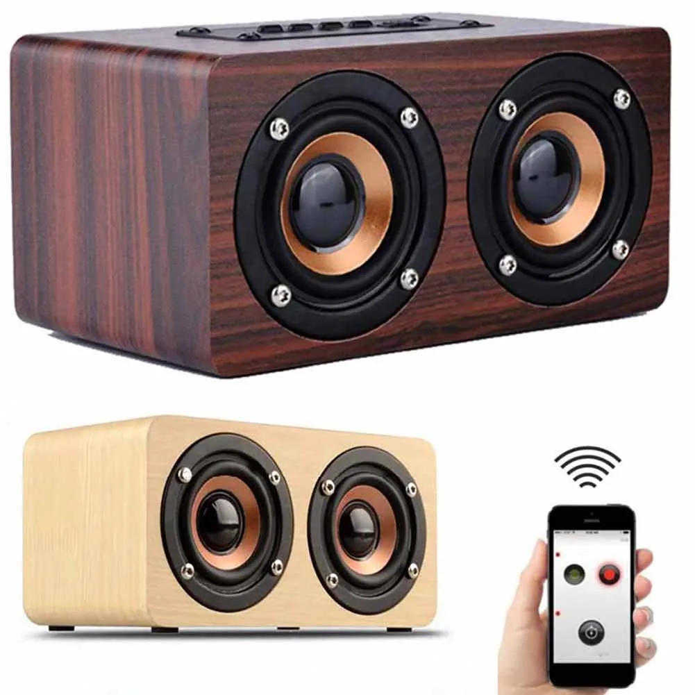 Высокая мощность деревянный ящик беспроводной Bluetooth динамик сабвуфер 2200 мАч
