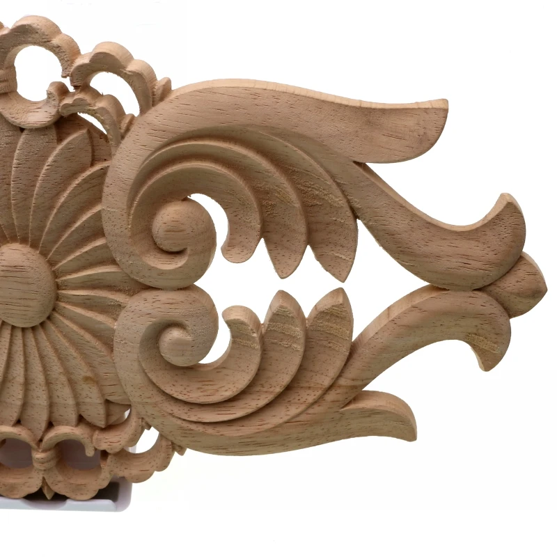 RUNBAZEF Woodcarving European-style Applique Solid Wood Furniture Decorative Accessories Door Heart Flower Carved Long Pieces | Дом и сад