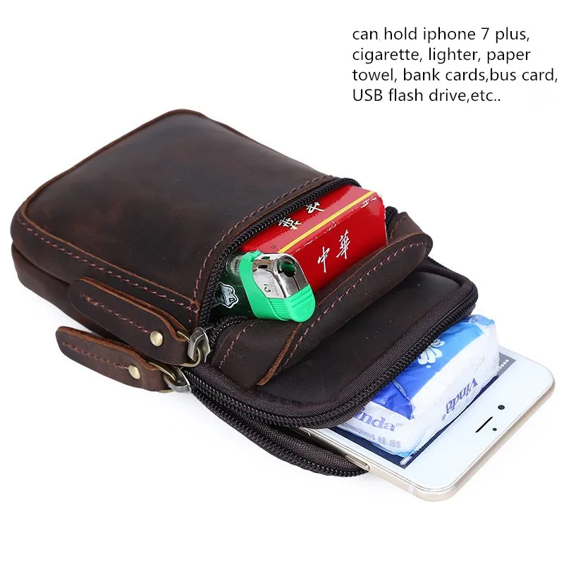 Tiding Ретро Мода коровья кожа поясная сумка мужская для телефона поясной ремень