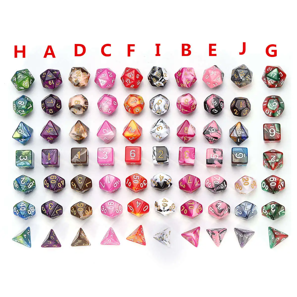 7 шт. пластиковые кости для настольных игр D4 D6 D8 D10 D12 D20|Кубики| |