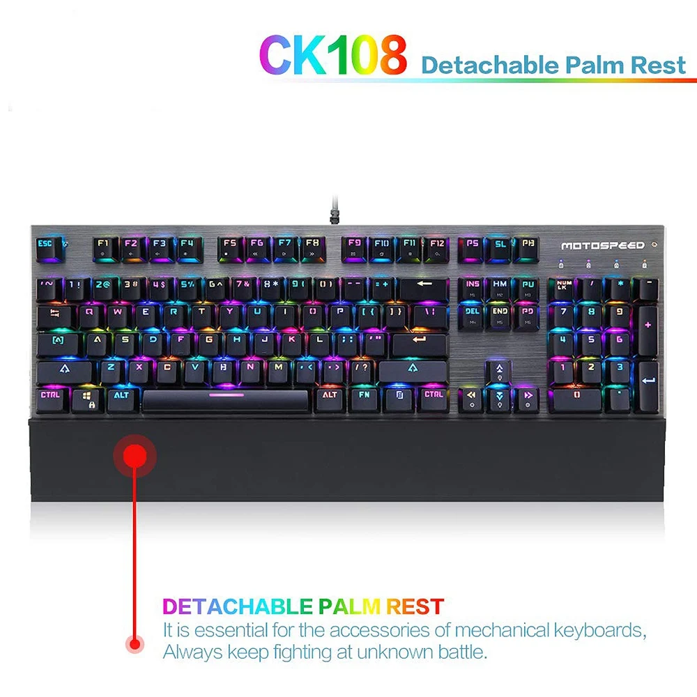 Motospeed Ck108 Usb Rgb Механическая игровая клавиатура для рук-переключатель