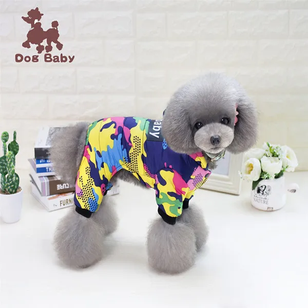1 предмет, брендовая новая плотная одежда dogbaby для домашних животных, четыре ноги, хлопковая одежда для щенков и собак, зимнее пальто, комбинезон для чихуахуа, Тедди, Размеры S-XXL - Цвет: Красный