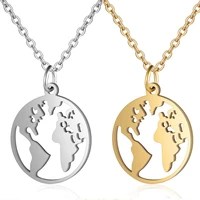 high polish stainless steel globe world map pendant necklace for women earth day best friend wanderlust outdoor necklace