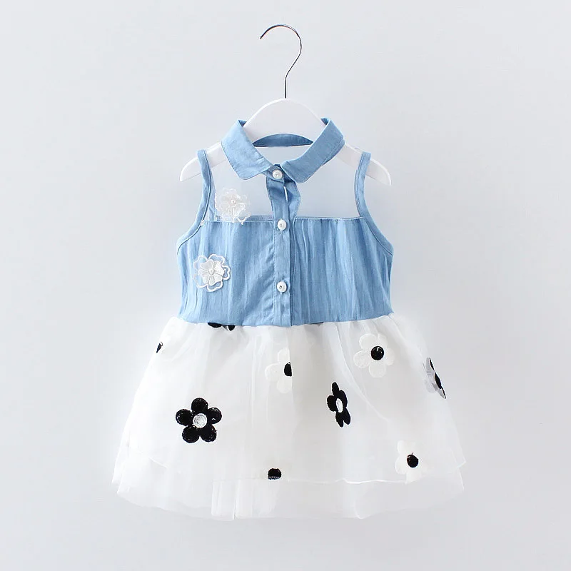 The new hollow gauze cowboy dress flower girls |