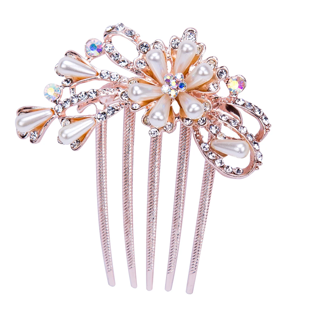 Женские заколки для волос AWAYTR элегантные гребни с павлиньим розовым золотом и