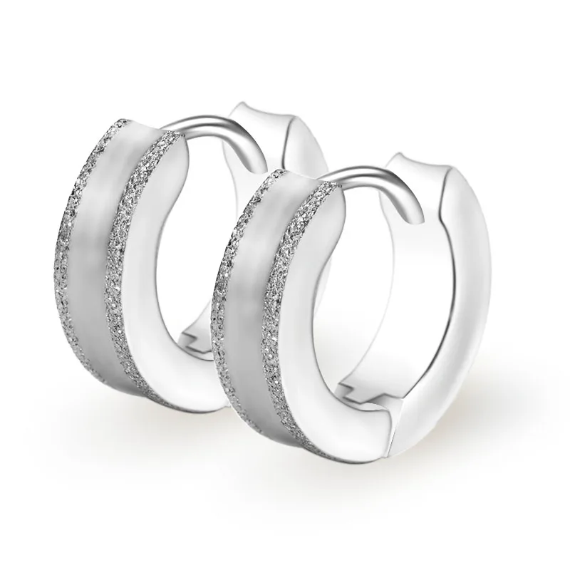 silver 1 пара Новые мужские серьги-кольца маленькие креолы Титан 316L хирургическая сталь Серебро Золото Черный 4x13 мм противоаллергические Панк ювелирные изделия - Окраска металла: silver