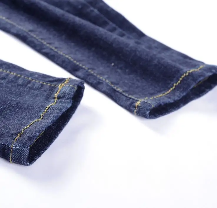 

Autumn large size increase jeans women's high elastic blue feet pants pencil pants