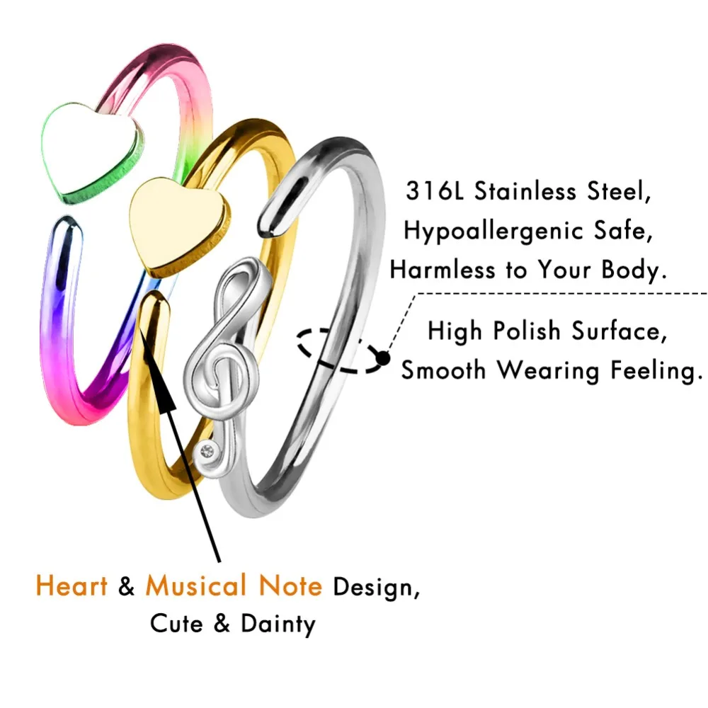 Тела Панк 18g кольцо в нос гибкие серьги Игристые прозрачного синий CZ Helix Daith козелка серьги для ушного хряща для Для женщин Для мужчин