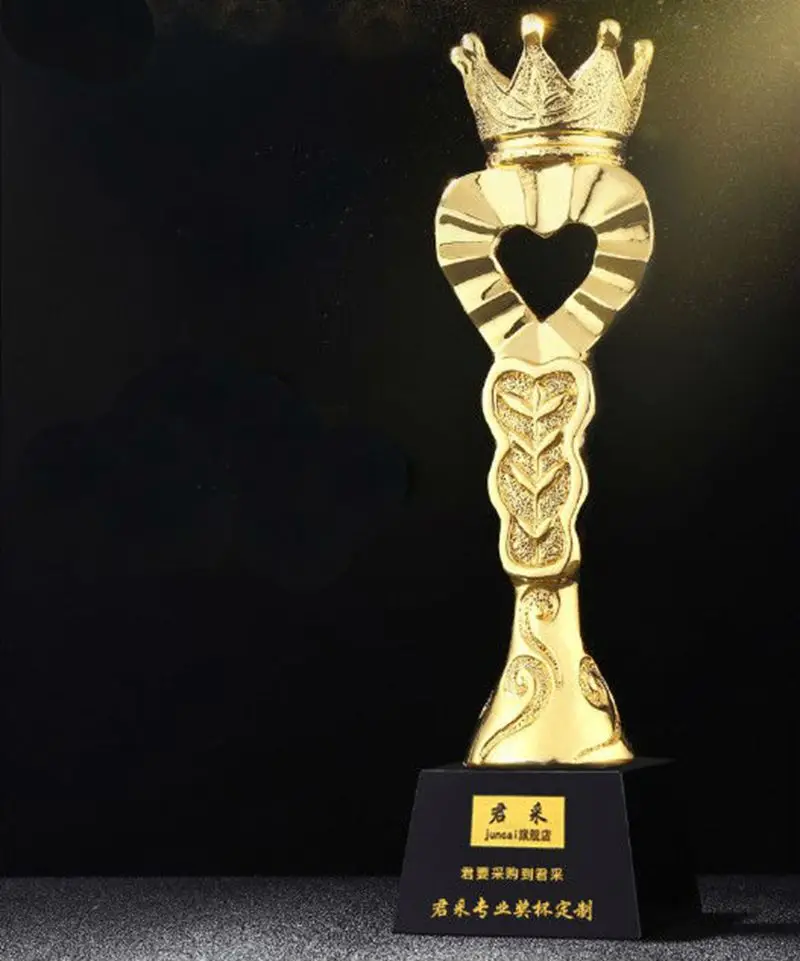 

High quality!Crown Creative Gold Plated Resin Trophy Crystal Love Games Trophy,Free shipping!