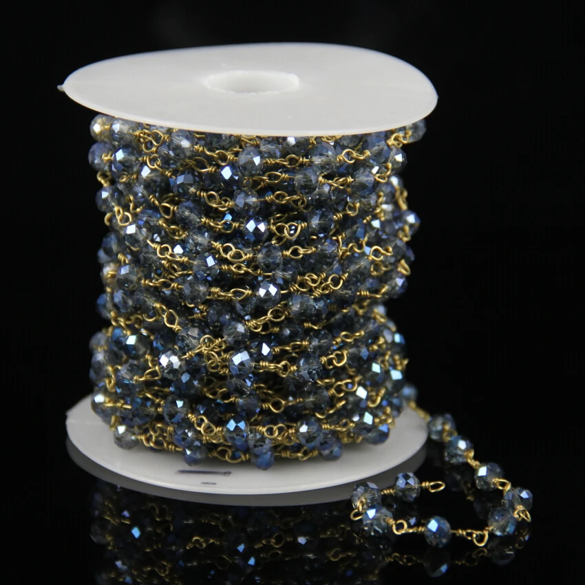 Ожерелье цепочка из бисера с гранями 4 Х6 бусин|jewelry finding|beaded rosary chainbead chain |
