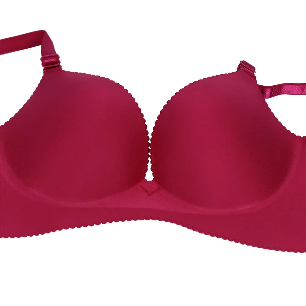 Burgundy Hot Sale Women Seamless Bra Push up Sexy Wire Free Brassiere Solid Bralette 3/4 Cup Female Lingerie Underwear Intimates Ladies - Color: Burgundy