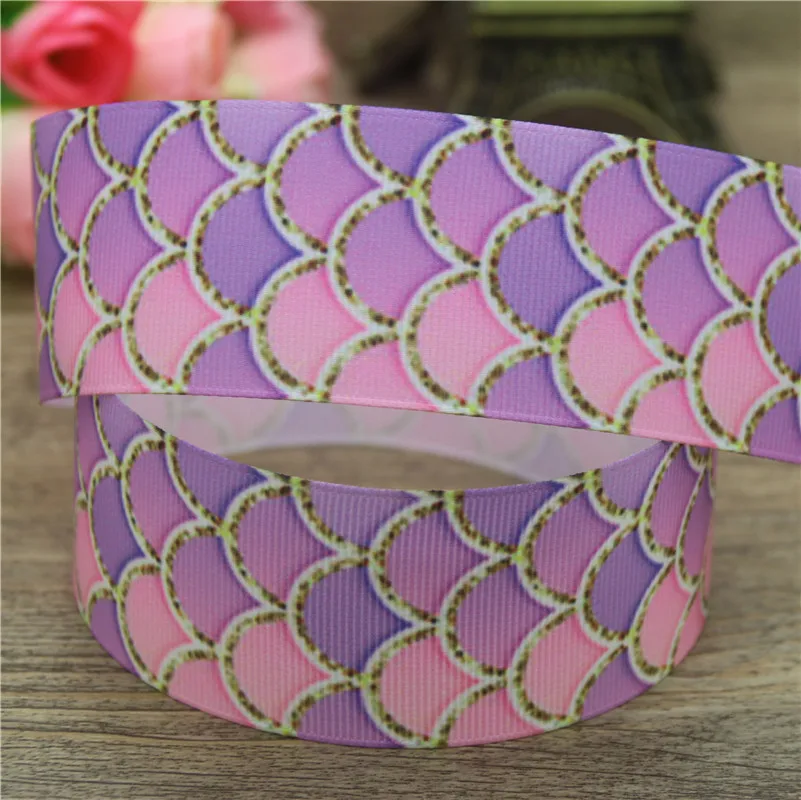 DHK 1 5 '཮ ярдов Русалочка рыбья чешуя печатная grosgrain ленточный аксессуар бант