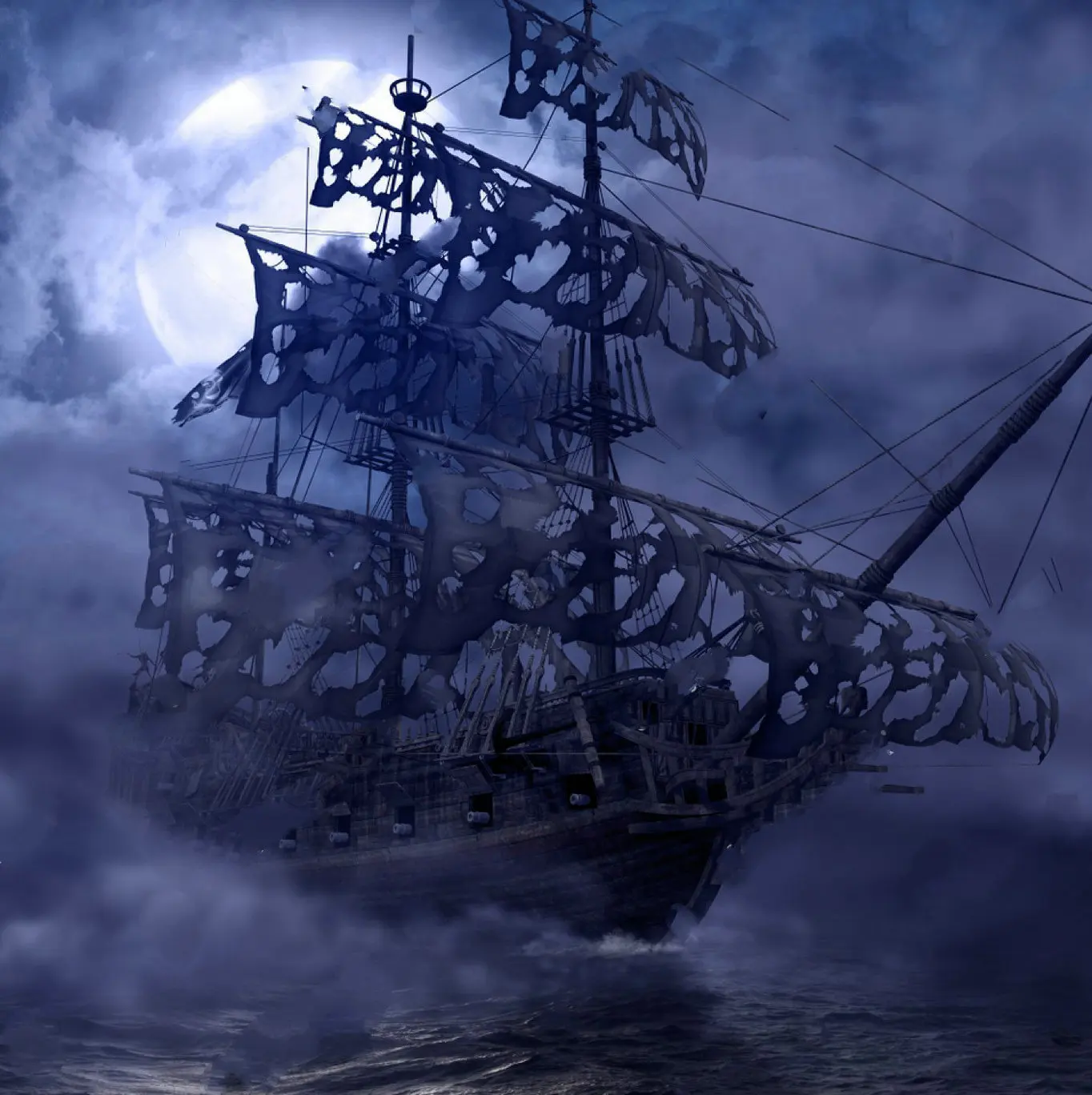

Пиратский призрак корабль Лунная ночь полная луна фото фон Высокое качество компьютерная печать настенный фон