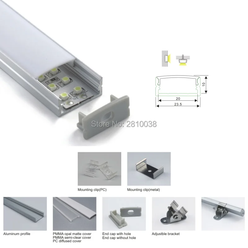 10X1 м наборы/партия поверхностного монтажа alu led профиль U размер алюминиевый