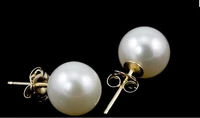 pair of huge 11 12mm natural south sea genuine white pearl stud earring 14k