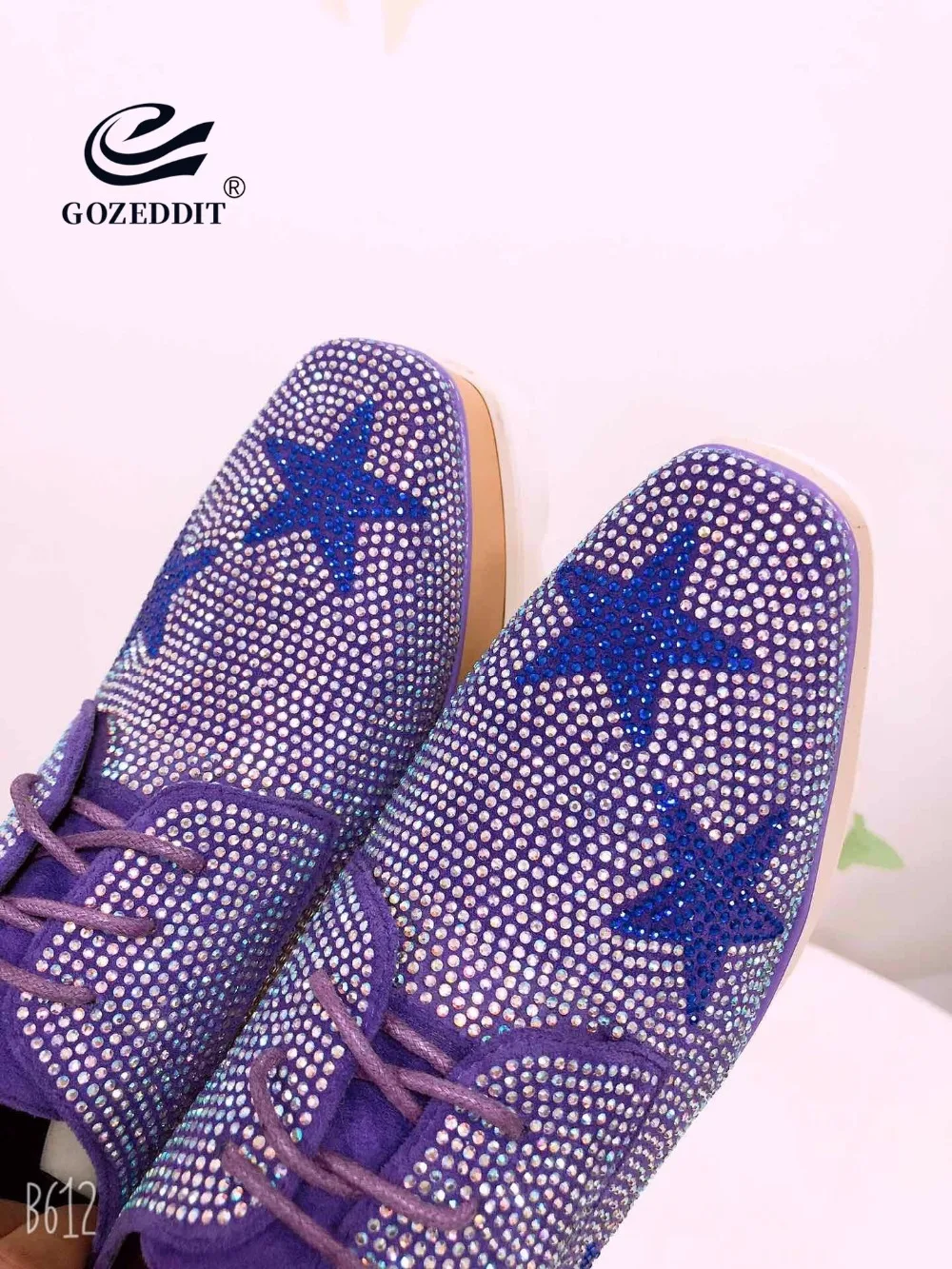 GOZEDDIT/Женская обувь на танкетке со стразами звездами толстой подошве 8 см оксфорды