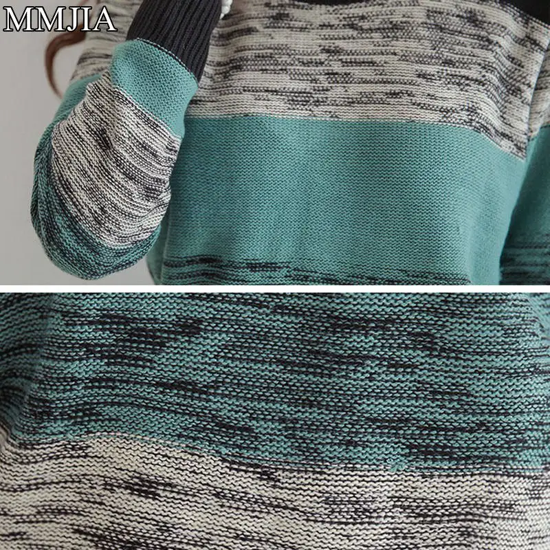 New Fashion Women's Knitted Sweaters Pathwork Long Sleeve O-neck Women Pullovers Casual Woman Loose | Женская одежда