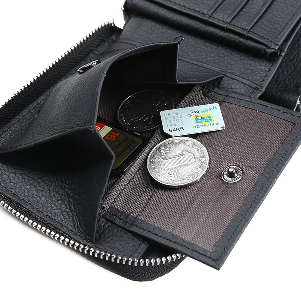 Genuine Leather For Men Wallet Male Zipper Coin Purse Bag Card Holder Money Cuzdan Vallet Walet Small Kashelek Partmone Portmann | Багаж и