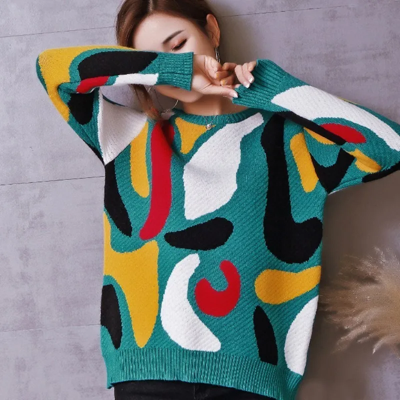 Женский хлопковый трикотажный пуловер Max LuLu повседневный дизайнерский свитер в