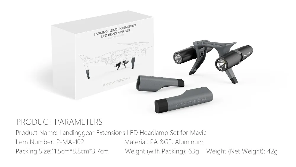 PGYTECH Расширенный шасси светодиодный налобный фонарь набор для DJI Mavic Pro и Mavic Pro платиновая поддержка ног Аксессуары