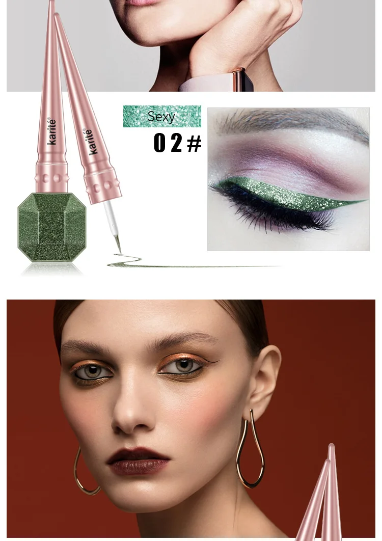 Kiss beauty брендовый Блестящий жидкий гель-лайнер для глаз с бриллиантами, водостойкий стойкий Золотой Серебряный хайлайтер, блестящий макияж