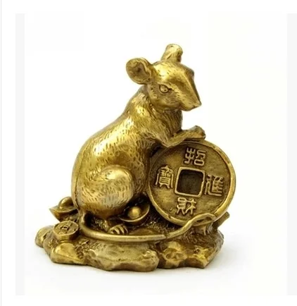 

Chinese zodiac rat Brass small place A thriving business mouse copper money rat