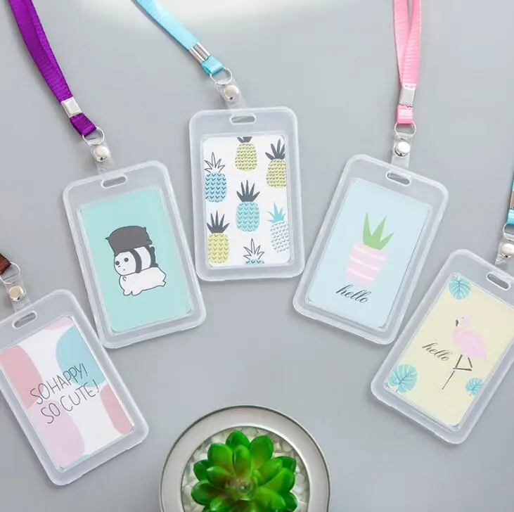 1 шт. Кот Медведь Kawaii мультфильм держатель для карт со шнурком ID кредитный автобус карты хранения бейдж держатель канцелярские принадлежности Школьные офисные принадлежности