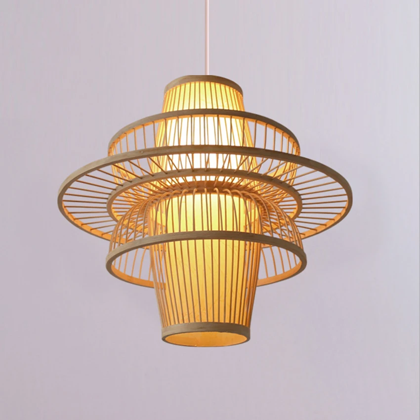 

Chinese Bamboo Wicker Rattan Lampshade led lamp Pendant Light Fixture Asian Japanese Art Decor Hanging Lamp Lighting luminaire