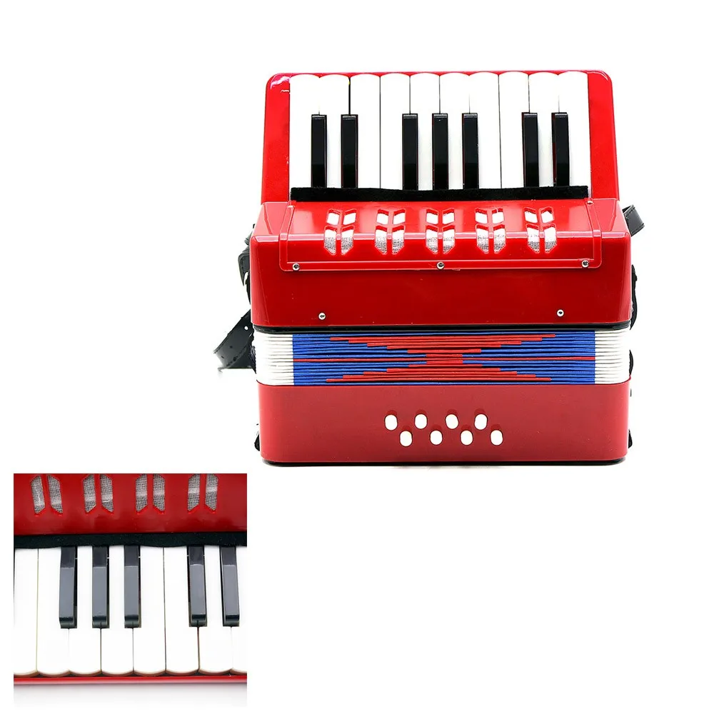 Kids Children 17-Key 8 Bass Mini Small Accordion Educational Musical Instrument Rhythm Band Toy Red