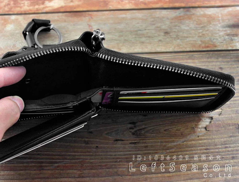 Мужской кошелек из натуральной кожи в байкерском стиле с черепом и перекрестной