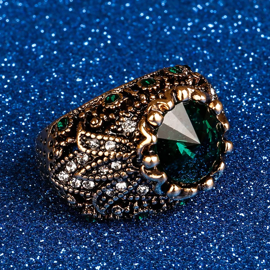 Женское кольцо с красным кристаллом Винтажное для помолвки в стиле панк мозаикой