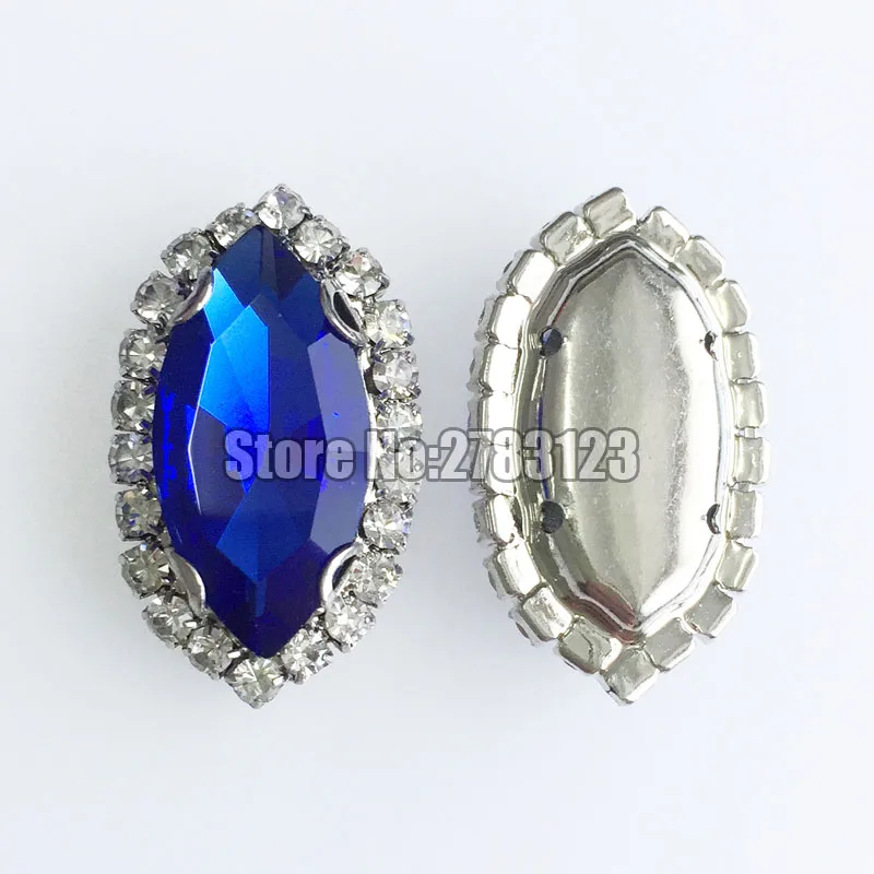 7x15 мм 9x18 Royalblue Серебряное основание стеклянной кристаллической пряжки высокое