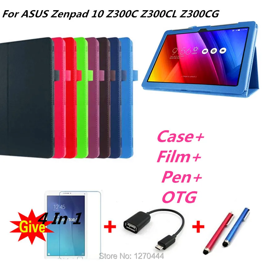 Ультратонкий чехол Zenpad 10 Z301MFL 2017 из искусственной кожи с текстурой личи подставка