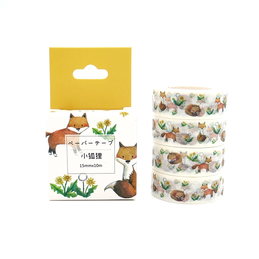 Коробка посылка Kawaii с принтом Лисенок для детей лента Washi отличное качество