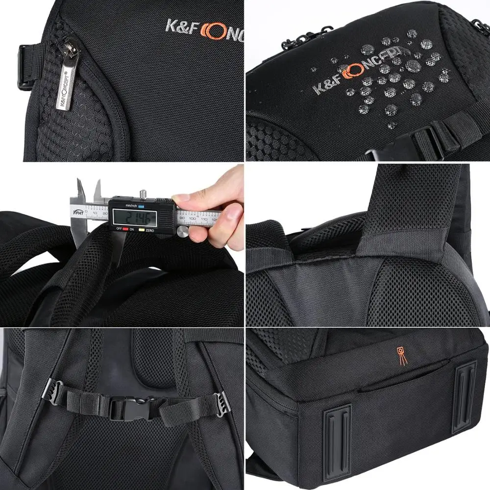 

K&F Concept Professional Camera Backpack fit 15.6" Laptop Large Capacity Waterproof Nylon Photography Bag for Nikon Canon Sony
