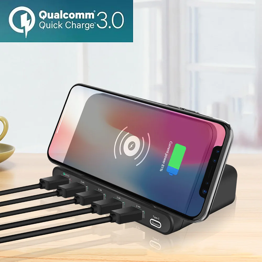 DCAE 10 Вт Qi Беспроводное быстрое зарядное устройство Быстрая зарядка 3 0 QC Тип C PD