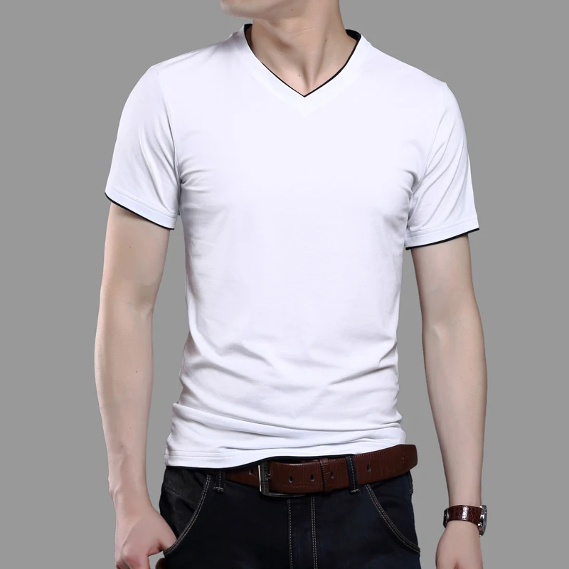 Горячая Распродажа 2017 новая модная летняя мужская одежда Однотонная футболка с