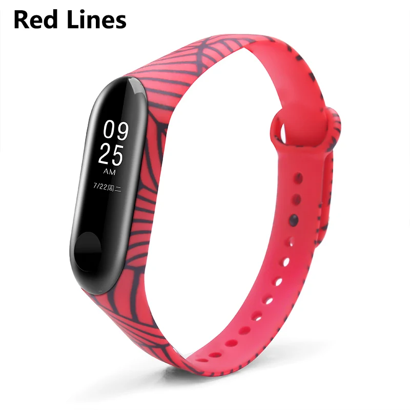 Red Lines BOORUI ремешок Miband 3 pulsera удобный mi band 3 ремешок различные умные аксессуары ремешок для xiaomi mi band 3 браслет - Цвет: Red Lines